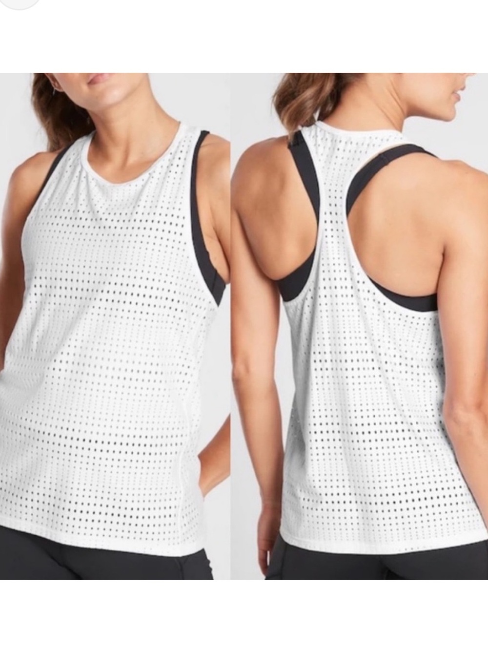 Athleta White A Game Perforated Racerback Tank Top
